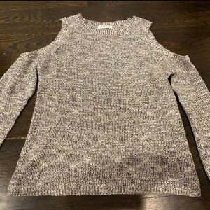 Grey heathered cold shoulder sweater